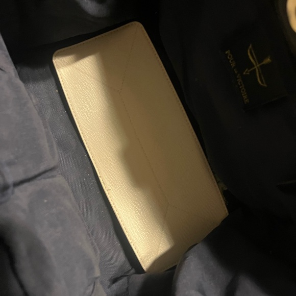 POUR LA VICTOIRE BUTLER EMBOSSED LEATHER COFFEE BONE BLACK LARGE TOTE BAG - Picture 11 of 11